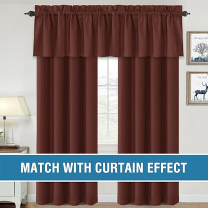 H.VERSAILTEX 100% Blackout Curtain Valances for Windows 2 Panels Thermal Insulated Rod Pocket Small Short Valance for Kitchen Cafe Bathroom Living Room Bedroom Laundry,Rust,52" W x 18" L - color: Rust