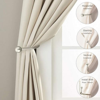 Curtain Holdback, 2 Pcs Wall Mounted Drapery Tiebacks with Screws, Heavy Duty Metal Decorative Window Drapery Holder Curtain Hook (Silver) - color: Silver-ball