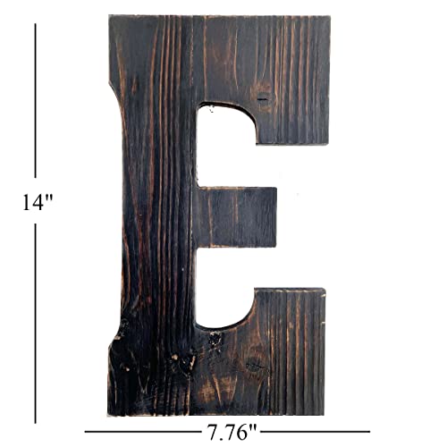 Big Letter Wall Art for Living Room, Bathroom, Bedroom, and Home Decor, Rustic Farmhouse Lettering for Family Last Names, Large Decorative Wood, 14” x 10” (Big E) - color: Big E