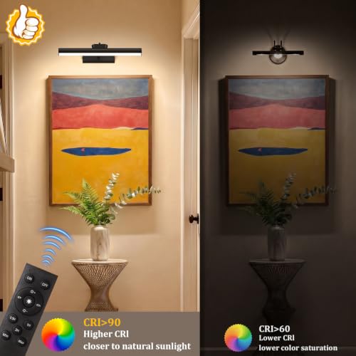 Picture Light for Wall, 4000mAh, 13.8 Inch, 2 Pack, Black - color: Black