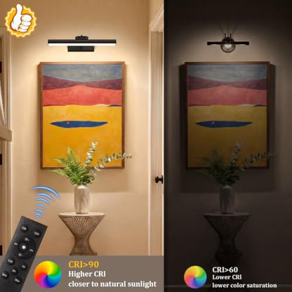 Picture Light for Wall, 4000mAh, 13.8 Inch, 2 Pack, Black - color: Black
