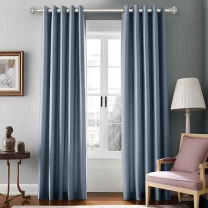 SIMEWIN Heavy Duty Curtain Rods 72 to 144 Inches, 1 Inch Silver for Bedroom, Living Room, Patio, Kitchen, Adjustable With Classic Finials, Silver Finishing - color: Silver, size: 28"-144"