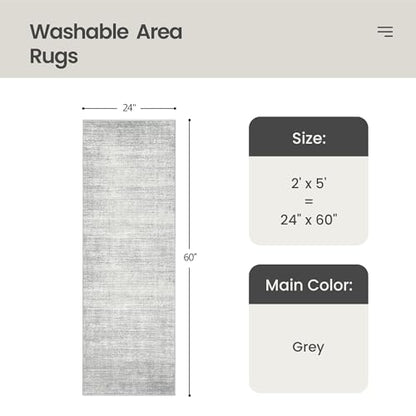 Valenrug 2x5 Rug Runners for Hallways, Washable Runner Rug Non Slip, Grey - color: 01-grey, size: 2' x 5' (Runner)