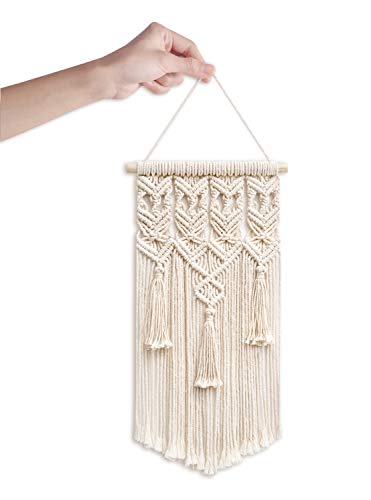 Mkono 2 Pcs Macrame Wall Hanging, Boho Woven Chic Tapestry Decor, Ivory - size: Small