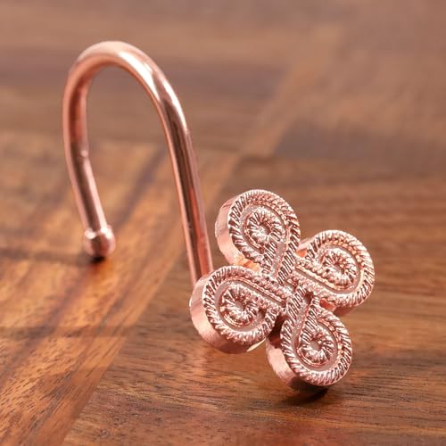 Rose Gold Shower Curtain Hooks: Rust Proof Metal Curtain Rings, 12Pcs - color: Rose Gold