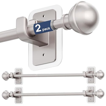 ENJOYBASICS 2 Pack 28-48" No Drill Curtain Rods, Renter Friendly, Nickel - color: Nickel, size: 27-52''