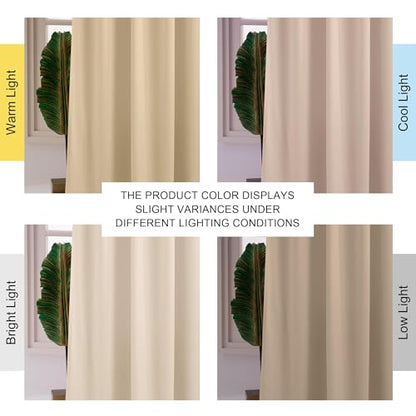 NICETOWN Beige Velvet Curtains 102 inch Long, 52" W x 102" L, 2 Panels - color: Beige, size: 52"W x 102"L (Pack of 2)