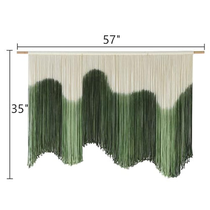 Macrame Wall Hanging Green Hand-Dyed Ombre Fiber Art Geometric 57"W*39"L - color: Green