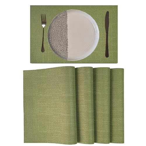 Placemats Set of 4 for Dining Table, Placemats with Embroidery, Table Mats for Dining Table 12"x18"（Pink - color: Pink Plain, size: 4 pcs