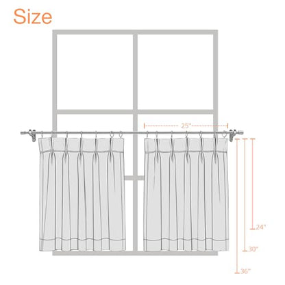 Vision Home White Pinch Pleated Tier Curtains 24 inch - color: White/Pinch, size: 25"W x 24"L (Pack of 2)