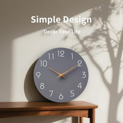 Mosewa Wall Clock 14" Battery Operated Silent Non-Ticking Simple Modern - color: C_gray, size: 14 Inch