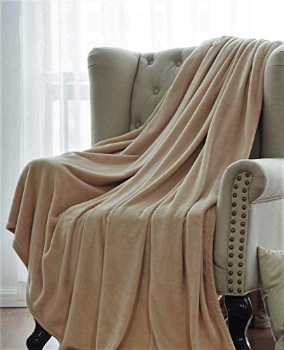 DiamondHome Super Soft Warm Light Weight Fleece Throw Blanket for Couch/Sofa/Bed/Chair in Living Room & Bed Room, 50" x 60" (Taupe) - color: Taupe