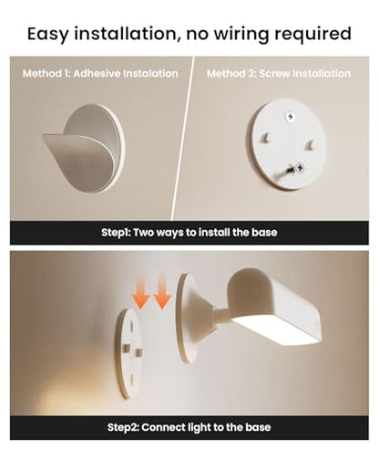 Rechargeable Battery Operated Wall Sconces 7500mAh, Wall Lights for Bedroom - color: White-2P