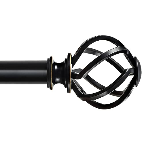 KAMANINA Black Curtain Rod for Windows 66 to 120 Inch, Long Drapery Rods - color: Black, size: 66-120"