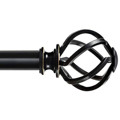 KAMANINA Black Curtain Rod for Windows 66 to 120 Inch, Long Drapery Rods - color: Black, size: 66-120"