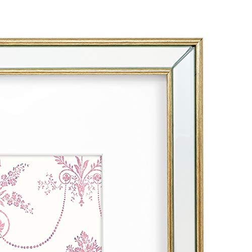 Laura Ashley 11x14 (Matted 8x10) Gold Beveled Mirror Photo Frame Wall Mount - color: Gold, size: 11x14 (8x10 Mat)