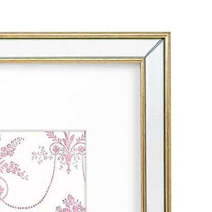 Laura Ashley 11x14 (Matted 8x10) Gold Beveled Mirror Photo Frame Wall Mount - color: Gold, size: 11x14 (8x10 Mat)