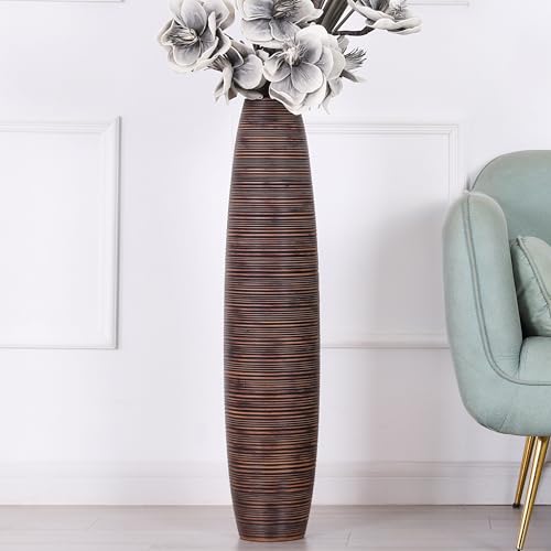 Leewadee Decorative Tall Floor Vase for Living Room Decor, 34 inches, Brown, Resin - color: Brown, size: 34 inches