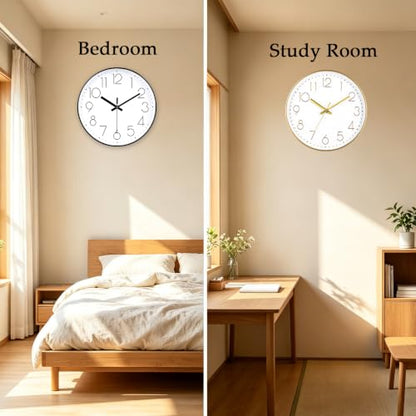2 Pack Black&Gold Wall Clock 12 Inch Silent Wall Clocks Battery Operated - color: Black&gold, size: 12 Inch