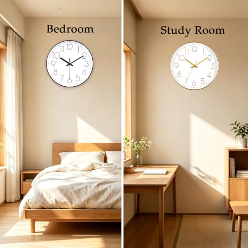 2 Pack Black&Gold Wall Clock 12 Inch Silent Wall Clocks Battery Operated - color: 2 Pack - Black & Gold, size: 12 Inch