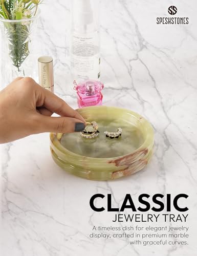 Marble Jewelry Dish, 5" Handmade Green Ring Tray - color: Green Onyx
