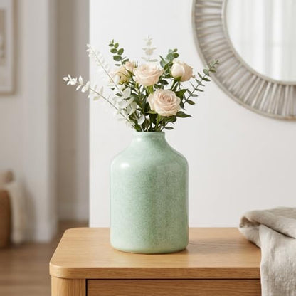 Sunddo Green Ceramic Flower Vase, 8 Inch - color: Green, size: 8 inch