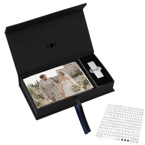 Photo Storage Box, Linen with USB Compartment - Black, 4x6 Inch | Keepsake Box for Wedding, Home Decor, Photographers, Family Memories, Baby Shower - color: Black, size: 4x6 Inch