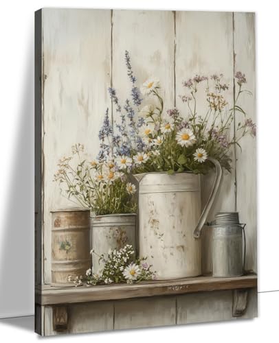 OAAPITI Vertical Rustic Farmhouse Floral Canvas Wall Art Neutral Wildflower Picture Prints for Kitchen Living Room Decor(FLOW-1,28"x42") - color: Artwork-1, size: 42"L x 28"W