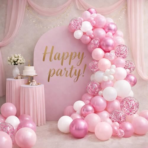 Patimate Pink and White Balloons Set 50 pcs 12 inch - color: Pink White