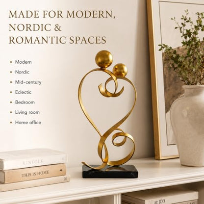 FUNTEREST Metal Heart Sculpture, Abstract Iron Statue Home Decor - color: Gold