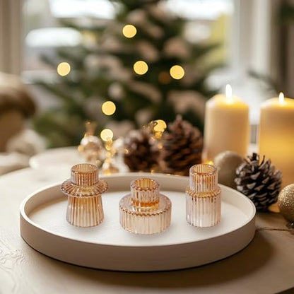 Glass Candlestick Holders, Taper Candle Holders, Set of 3, Gold - color: Gold, size: 3 PCS