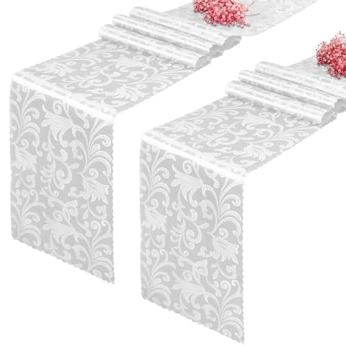 White Satin Table Runner 12 x 108 Inch, 2 Pack - color: White, size: 2 Pcs