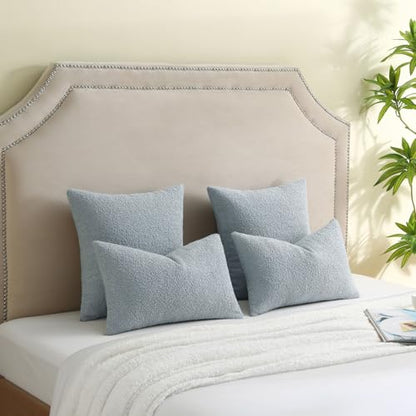 FUTEI Pack of 2 Boucle Textured Throw Pillow Covers 16x16 Inch, Dusty Blue - color: Dusty Blue, size: 16" x 16" (Pack of 2)