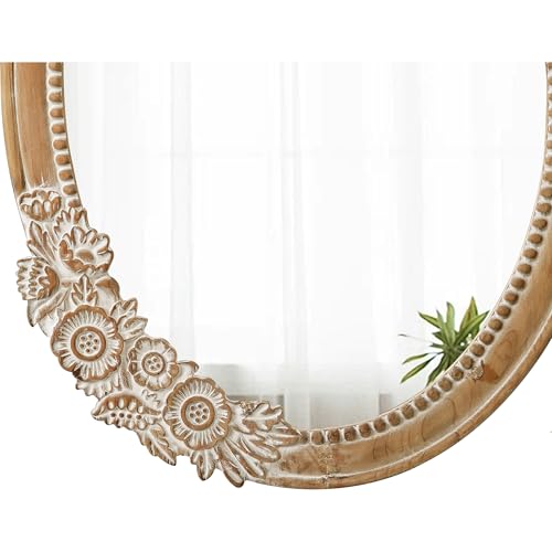 Rustic Oval Mirror 30 x 23 inch, Handmade Distressed White