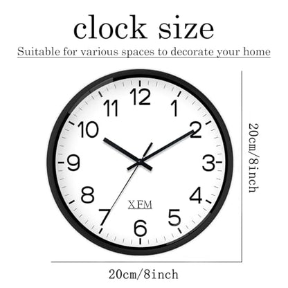 XFM 2 Pieces Modern Small Wall Clocks Battery Operated 8 Inch - color: Black, size: 8 Inch-2pcs