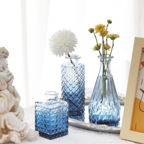 Fixwal 36 Blue Bud Vases Glass Bud Vase Set of 36, Small Vases for Flowers - color: Blue, size: 36pcs