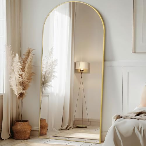 Arched Full Length Mirror, 71"x32" Gold Floor Mirror Free Standing - color: Gold-arch, size: 71"L x 32"W