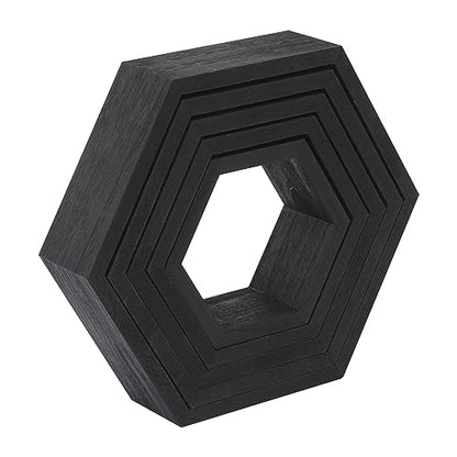WONFUlity Hexagon Floating Shelves, Hexagonal Shelf Wall Mounted Storage - color: Black, size: 5PC