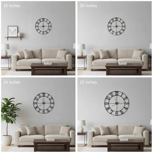 Zabiki 30 Inch Large Wall Clock Modern, Vintage Farmhouse Decorative Black Metal Wall Clock for Living Room Decor, Xmas, Birthday Gift - color: Black-arabic, size: 30 inch