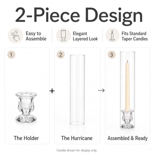 CHILL RECIPE Glass Hurricane Candle Holders, Set of 6, 12" Tall Clear Glass - color: Floral, size: 12Inch (6Pcs)