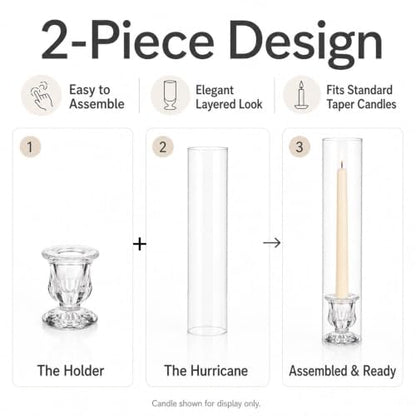 CHILL RECIPE Glass Hurricane Candle Holders, Set of 6, 12" Tall Clear Glass - color: Floral, size: 12Inch (6Pcs)