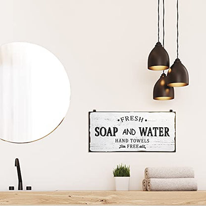 Jetec Farmhouse Bathroom Decor Fresh Soap and Water Sign, Classic - style: Classic