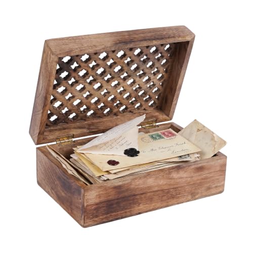 Mela Artisans Trellis Wood Storage Box - Medium Burnt, XL - color: Medium Burnt, size: Extra Large