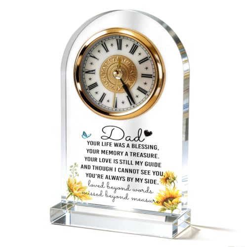WKYAER Dad Memorial Gift, Clear Acrylic Desk Clock Decor, Sympathy Remembrance Present, Loss of Father Gift for Home Office Shelf Bedroom 4.3 x 7.8 in - color: Dad 14