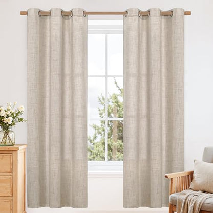 YoungsTex Natural Linen Curtains 42X72 Inch Long for Living Room 2 Panels - color: Natural, size: 42"W x 72"L (Pack of 2)