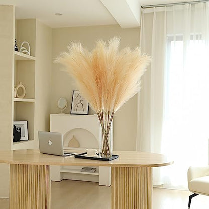 Wertuirk Champagne Faux Pampas Grass, Boho Home Decor, 45-Inch, Set of 8 - color: Champagne