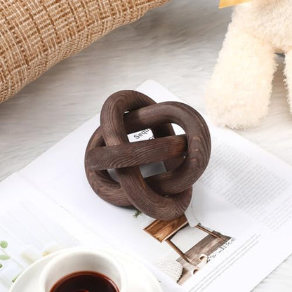 Yalikop 3 Link Wood Knot Decor Rustic Table Shelf Accents, Black Walnut - color: Black Walnut