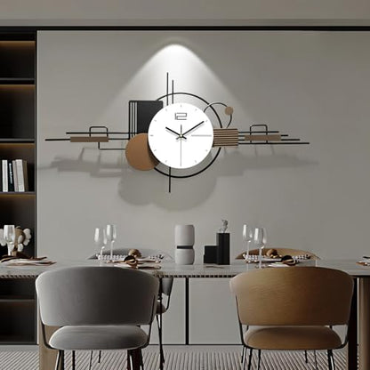 Modern Wall Clock for Living Room,Large Decorative Wall Clock,Creative Silent Clock Battery Operated Metal Wall Art for Entryway/Bedroom/Office/Dinning Room/Kitchen Decor 35''Lx16''W