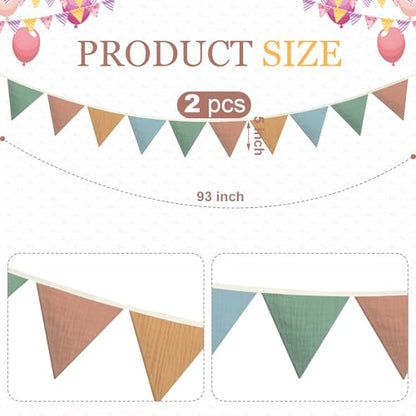 Oudain 2 Pcs Pennant Banner Flags Nursery Garland Triangle, Warm Color - color: Warm Color