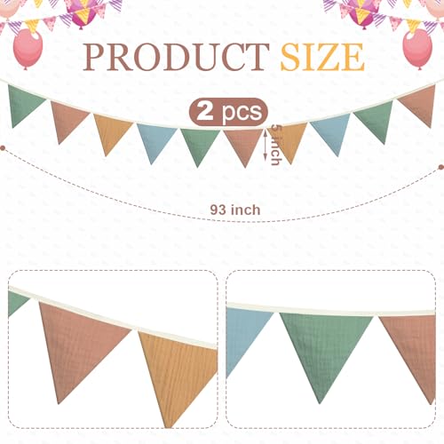 Oudain 2 Pcs Pennant Banner Flags Nursery Garland Triangle, Warm Color - color: Warm Color